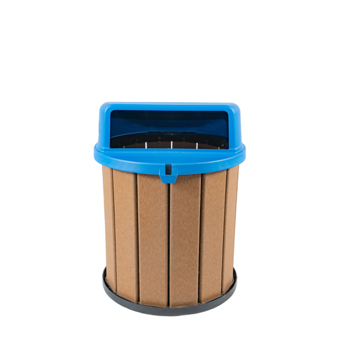 Lixeira Madeira Plástica 75 Litros - 50 Cm:marrom/azul