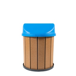 Lixeira Madeira Plástica 75 Litros - 50 Cm:marrom/azul - 2