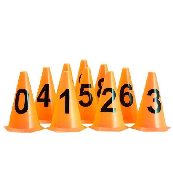 10 Cones Numerados 24Cm para Treinamento Ax Esportes Laranja