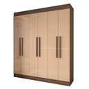 Ver imagem 3 de Guarda-roupa Casal Suíça 6 Portas 2 Gavetas 100% Mdf Castanho/nude - Panorama Móveis