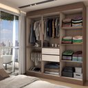 Ver imagem 2 de Guarda-roupa Casal Suíça 6 Portas 2 Gavetas 100% Mdf Castanho/nude - Panorama Móveis