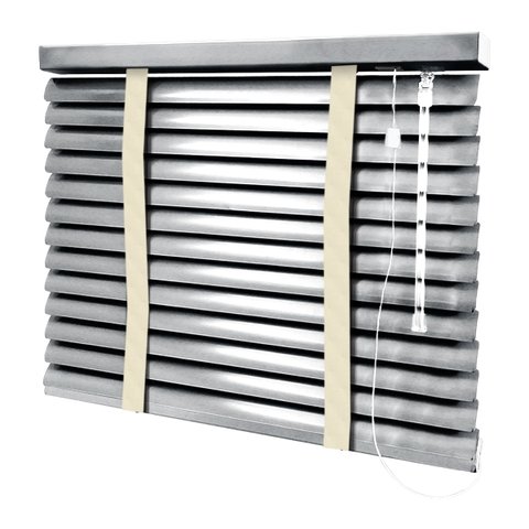 Persiana Horizontal - 0,80m Larg X 0,80m Alt - Alumínio 50mm com Fita Decorativa - Cor: Prata - Fita