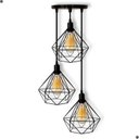 Ver imagem 1 de Pendente Diamante Preto Moderno Lustre Luminária Balcão de Cozinha Área Gourmet