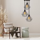 Ver imagem 2 de Pendente Diamante Preto Moderno Lustre Luminária Balcão de Cozinha Área Gourmet