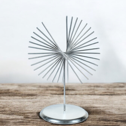 Escultura Enfeite de Ferro Prateado Decorativo para Mesa - 5