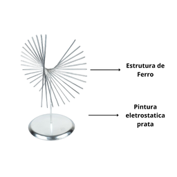 Escultura Enfeite de Ferro Prateado Decorativo para Mesa - 6