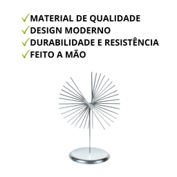 Escultura Enfeite de Ferro Prateado Decorativo para Mesa - 3