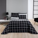 Ver imagem 1 de Cobre Leito Colcha Casal 3 peças Micropercal 200 Fios Matelado Dupla Face - Preto e Branco