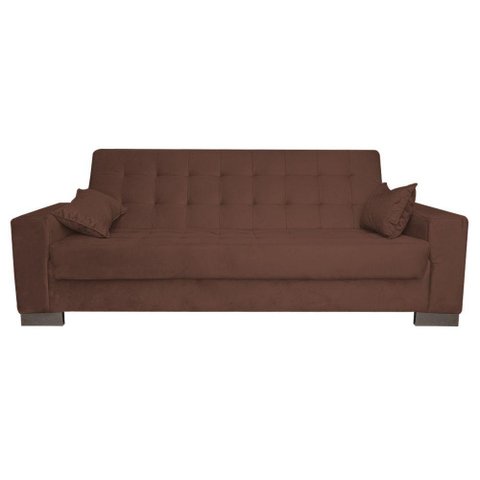 Sofá Cama 2 Lugares para Sala de Estar Lisboa Suede Marrom