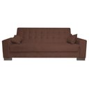 Ver imagem 1 de Sofá Cama 2 Lugares para Sala de Estar Lisboa Suede Marrom