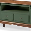 Ver imagem 4 de Conjunto Rack 60503 + Painel 50513 para Sala Pés Luiz Xv 2 Gavetas 2 Portas - Verde Musgo/imbuia