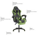 Ver imagem 3 de Cadeira Gamer Ômega Sallar Home Courino Encosto Reclinável com Apoios Preto e Verde