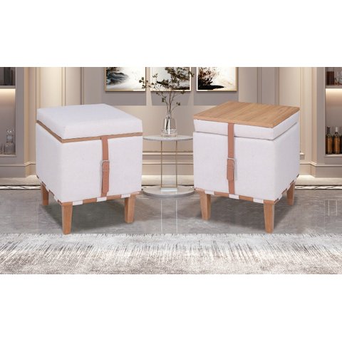 Puff Flex Quadrado Baú Mesa de Centro 3 em 1