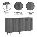 Ver imagem 3 de Buffet Aparador para Sala de Jantar 4 Portas Marella Jequitiba