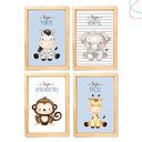 Ver imagem 1 de Quadro Decorativo Infantil Safari Baby Aquarela Azul 23x33:Pinus