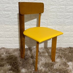 Cadeira Infantil de Madeira com Estofado:amarelo - 2