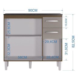 Balcão de Cozinha Isadora Castanho Off White - Poquema - 3 Balcão de Cozinha Isadora Castanho Off White - Poquema - 3