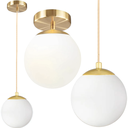 Ver imagem 1 de Luminária Lustre Pendente 215cm Jabuticaba Globo Vidro 15cm Metal Teto Gimpo Pj15:dourada