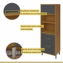 Ver imagem 3 de Paneleiro Torre Quente 1 Porta 3 Gavetas Imperatriz Nesher Móveis Freijó-grafite