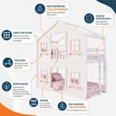 Ver imagem 4 de Beliche Infantil Montessoriano Casinha Dos Sonhos com Fechamento Inferior em Madeira Maciça Branco/
