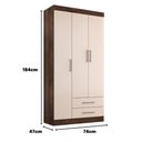 Ver imagem 3 de Guarda-Roupa Solteiro 3 Portas 2 Gavetas Kioto