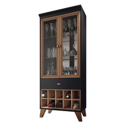 Sala de Jantar com Cristaleira e Buffet Aparador Intense Preto/Nature - PR Móveis - 2