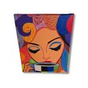 Ver imagem 6 de Mini Quadro Pintado a Mão para Decoração Estilizado de Mulher Tomando Café Medindo 20x25cm