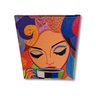 Mini Quadro Pintado a Mão para Decoração Estilizado de Mulher Tomando Café Medindo 20x25cm - 6
