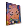 Mini Quadro Pintado a Mão para Decoração Estilizado de Mulher Tomando Café Medindo 20x25cm - 2