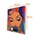 Ver imagem 5 de Mini Quadro Pintado a Mão para Decoração Estilizado de Mulher Tomando Café Medindo 20x25cm