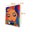 Mini Quadro Pintado a Mão para Decoração Estilizado de Mulher Tomando Café Medindo 20x25cm - 5