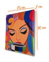 Ver imagem 5 de Mini Quadro Pintado a Mão para Decoração Estilizado de Mulher Tomando Café Medindo 20x25cm