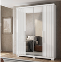 Ver imagem 1 de Guarda Roupa 4 Portas Ripado com Espelho 3 Gavetas Califórnia Branco Cod 683.011