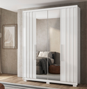 Ver imagem 1 de Guarda Roupa 4 Portas Ripado com Espelho 3 Gavetas Califórnia Branco Cod 683.011