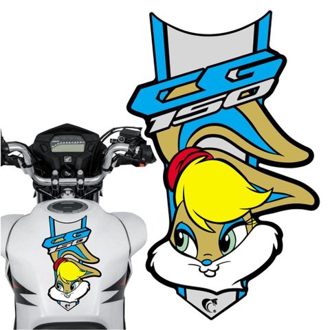 Adesivo Faixa Gravata sem Resina Moto Cg 150/160 Lola Bunny Azul Cor Cg 150