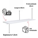 Ver imagem 1 de Kit Prateleiras Brancas 80x20cm Quarto Sala Parede Decoração:1 Prateleira