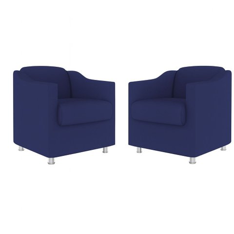 Kit 2 Poltrona Decorativa para Sala, Escritorio, Recepção Tila Suede Azul Royal