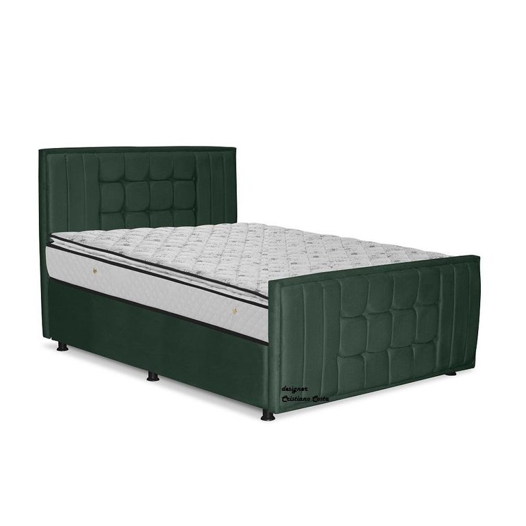 Cama com Cabeceira King Size Estofada Uvaia 195cm Suede: Verde