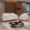 Conjunto de Sofá Living Beny 2 Lugares com Poltrona Base Madeira Linho - 1