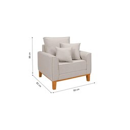 Conjunto de Sofá Living Beny 2 Lugares com Poltrona Base Madeira Linho - 8
