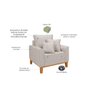 Conjunto de Sofá Living Beny 2 Lugares com Poltrona Base Madeira Linho - 6