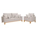 Ver imagem 2 de Conjunto de Sofá Living Beny 2 Lugares com Poltrona Base Madeira Linho