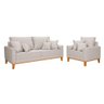Conjunto de Sofá Living Beny 2 Lugares com Poltrona Base Madeira Linho - 2