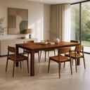 Ver imagem 1 de Mesa de Jantar 6 Lugares 180cm com 06 Cadeiras Madeira Maciça Dunia F06 Rústico Escuro - Lyam Decor