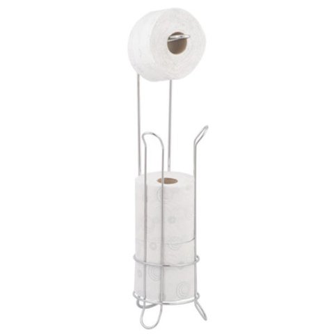 SUPORTE ORGANIZADOR PORTA PAPEL HIGIENICO DE CHAO CROMADO PARA 4 ROLOS
