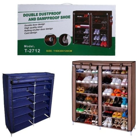 SAPATEIRA DUPLA 6 PRATELEIRAS ESTANTE ORGANIZADOR 2 EM 1 Guarda-Roupa GRANDE ARMARIO Portátil DESMON