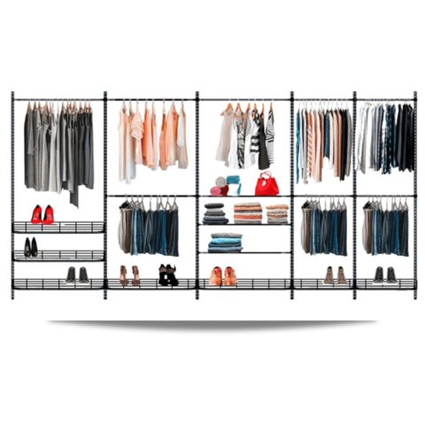 Guarda Roupa Closet Aramado Aberto Armário Modulado Roupeiro 4,00m - Preto