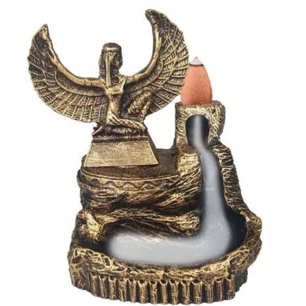 Incensário Cascata - Deusa Isis - Resina Dourado - 8cm - Magia