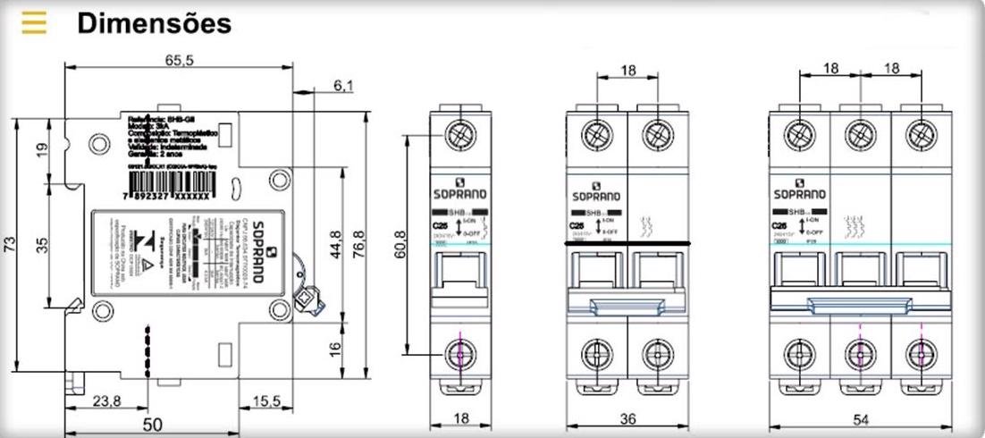 Kit 4 Disjuntor Din 3p Tripolar 16a Soprano - 4