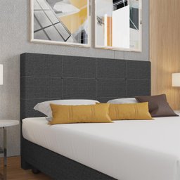 Cabeceira Estofada Casal 140 Cm Terra Linho Preto Skybox - 1